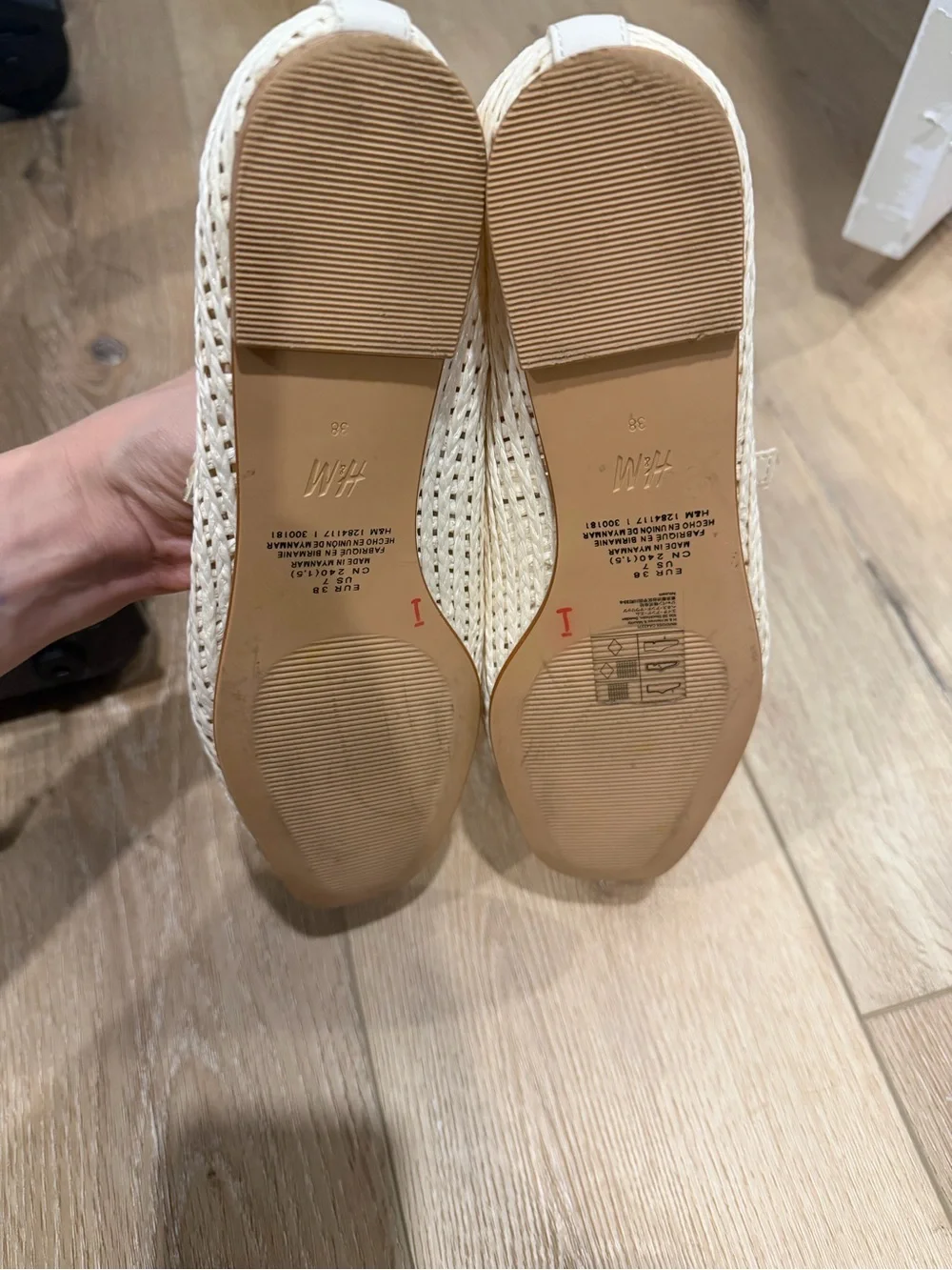H&M Woven Mary Jane Flats in Ivory